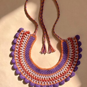 Crocheted cotton choker purple-orchid-orange-pink