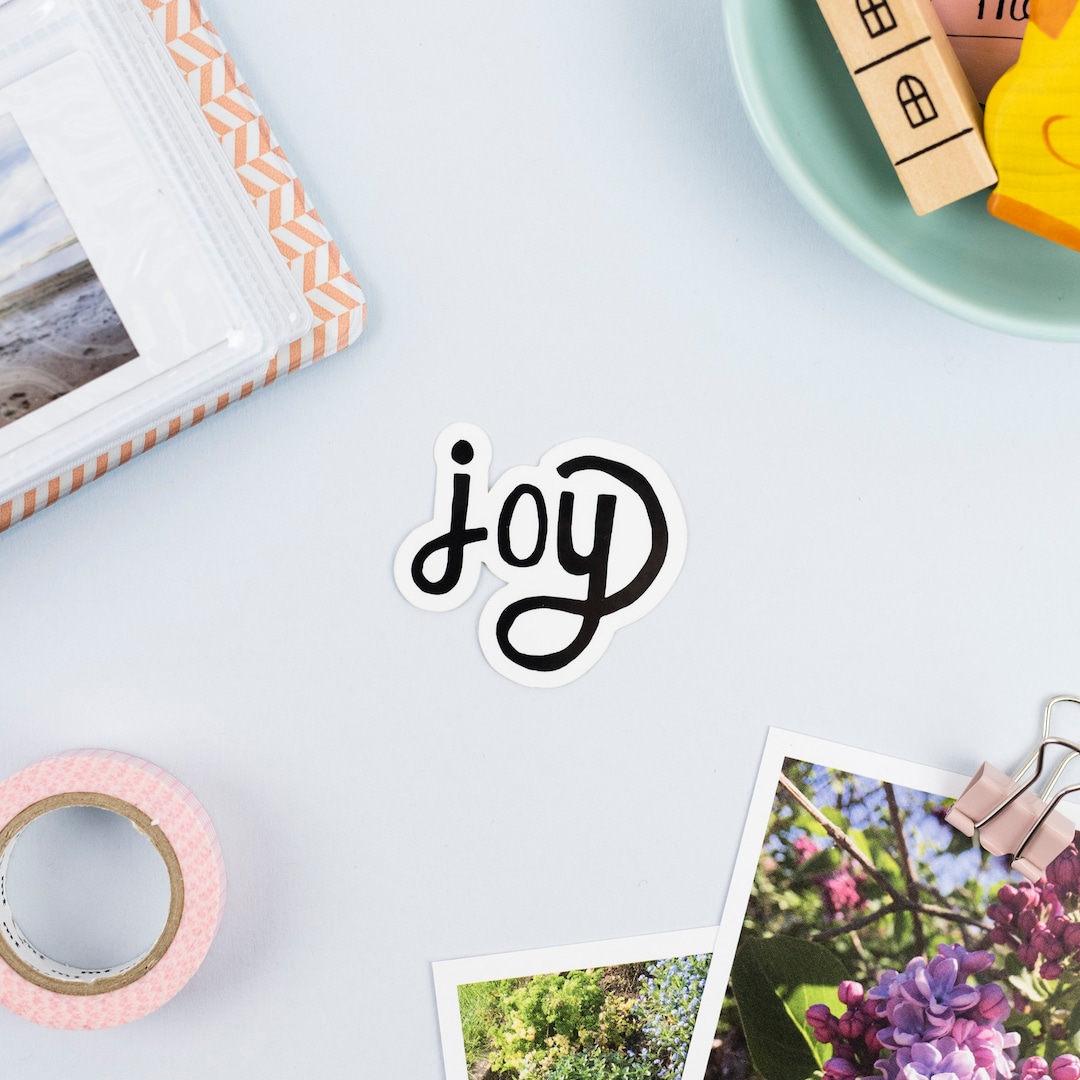 Joy Vinyl Sticker - Black & White - Laptop Decal - Celebrate - Love ...