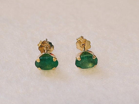 Very cute antique emerald earrings 14k yellow gold - image 1