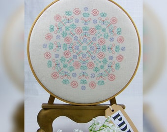 Butterflies Coloured Blackwork Cross Stitch Pattern: Garden Design (PDF Digital Download)