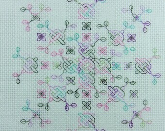 Knot Garden Square Blackwork Chart in PDF Digital Download Format. Modern Blackwork Embroidery Design.