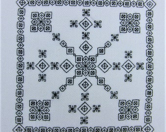 Geometric Garden Square Blackwork Chart in PDF Digital Download Format.