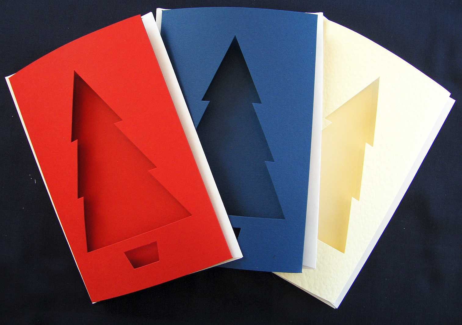 Christmas Tree Aperture Card and envelope 6 colours Etsy