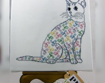 Treskell Celtic Cat counted cross stitch chart in PDF Digital Download Format
