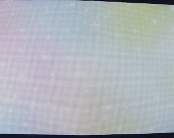 18 count Candy Floss Fairy Stars Aida: Cross stitch embroidery fabric.