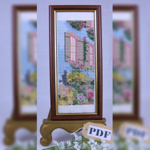 French Shutters telde een kruissteekdiagram in digitaal PDF-downloadformaat.