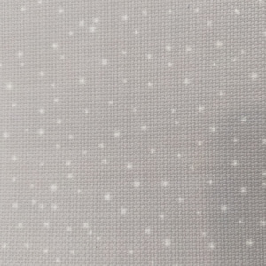 14 count snow on grey Aida in size 20 x 44cm. Use for cross stitch embroidery. Useful fabric for stitching wintry background effects.