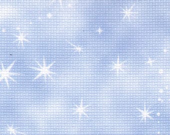 14 count dark blue cloud Fairy Stars Aida: Cross Stitch embroidery fabric.