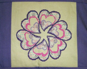 Hearts within Hearts Counted Cross Stitch and Blackwork Chart in PDF Digital Download Format