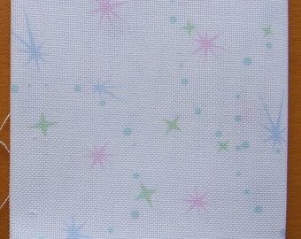 Fairy Stars Pastel Printed Evenweave Embroidery Fabric: 32 Count for Cross Stitch