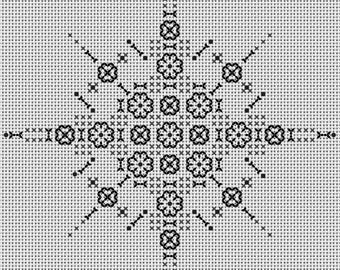 Flower Diamond Star Blackwork Chart au format PDF Téléchargement instantané. Motif étoile géométrique.