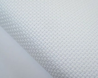 18 count white Aida for cross stitch embroidery, various sizes.