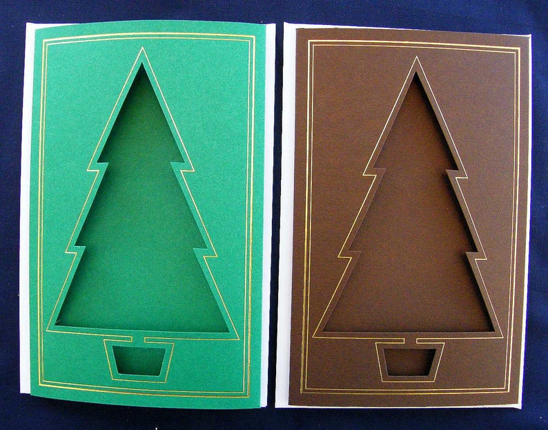 Christmas Tree Aperture Card and envelope various colours. 2 Etsy