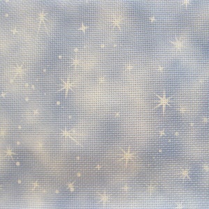 14 count dark blue cloud Fairy Stars Aida in various sizes.