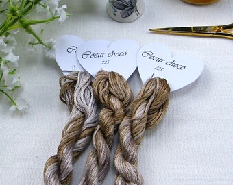 225 - Coeur Choco Hand Dyed variegated Stranded Cotton skein in chocolate tones by Fils à Soso.