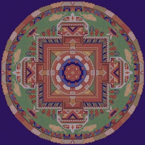 Tibetaanse Mandala geteld kruissteekdiagram in PDF Instant Download-formaat.