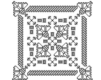 Thistle Garden Blackwork Kit: Geometric Embroidery Design