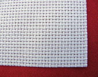 8 count white Aida, various sizes available. Great for Cross stitch for kids to work on.