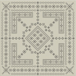 Gráfico de Blackwork de Garden Border Square en formato PDF de descarga digital.