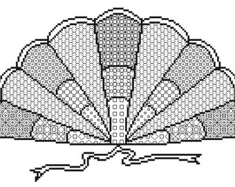 Blackwork Fan Counted Blackwork et tableau de point de croix en format de téléchargement numérique PDF.