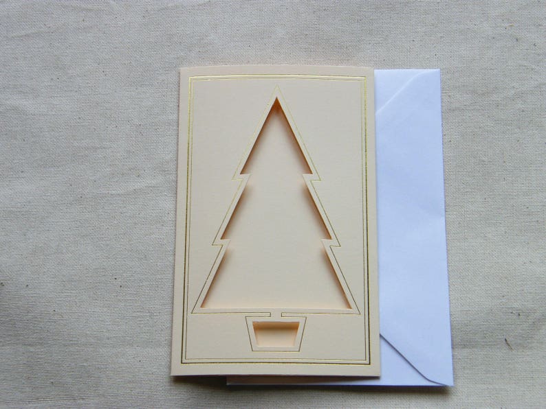 Christmas Tree Aperture Card and envelope various colours. 2 Etsy