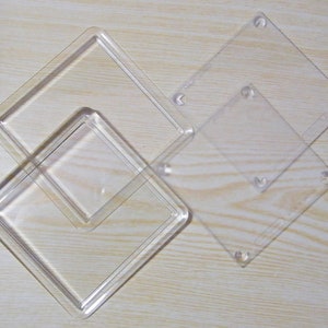 Pack of 2 Square Coaster Blanks. 2 part acrylic coaster blanks ready for cross stitch, photos or other craft work.