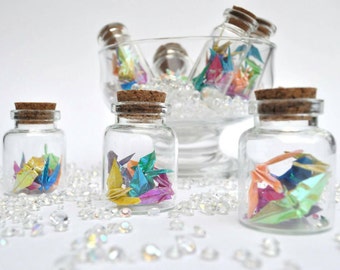 Delicate Origami Crane Bottled Rainbow - pack of 10