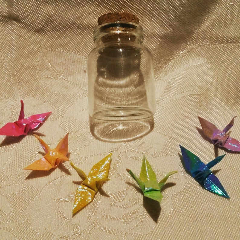 Delicate Origami Crane Bottled Rainbow pack of 5