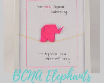 BCNA Origami Elephants, nursery rhyme, childrens nursery rhyme, kids decor, kids wall art, unique gift, breast cancer gift