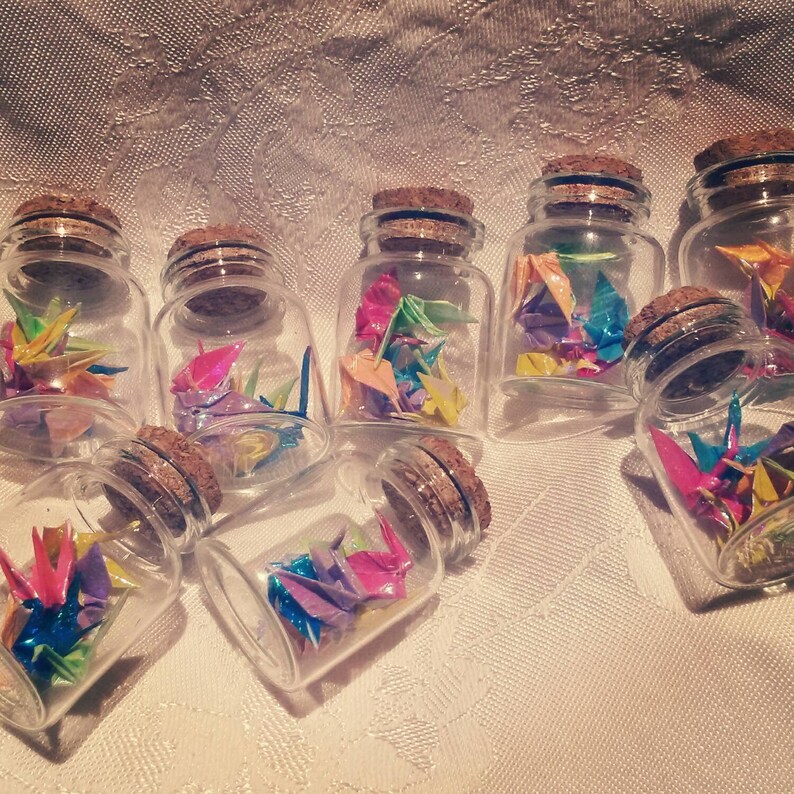 Delicate Origami Crane Bottled Rainbow pack of 5