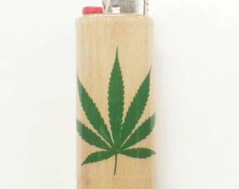 Pot Leaf Lighter Case Holder Sleeve Cover Fits Bic Lighters