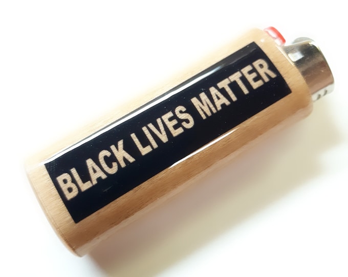 BLM Black Lives Matter Wood Lighter Case Holder Sleeve Cover Fits Bic Lighters