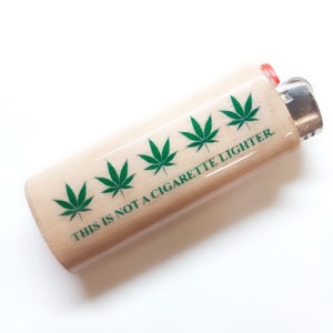 This Is Not a Cigarette Lighter Pot Leaf Case Holder Sleeve Cover Fits Bic Lighters
