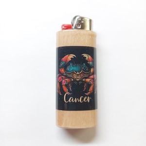 Cancer Zodiac Sign Astrology Lighter Case Holder Sleeve Cover Fits Bic Lighters