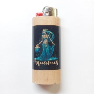 Aquarius Zodiac Sign Astrology Lighter Case Holder Sleeve Cover Fits Bic Lighters