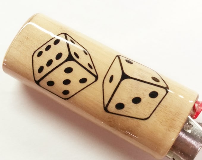 Dice Wood Lighter Case Holder Sleeve Cover Fits Bic Lighters