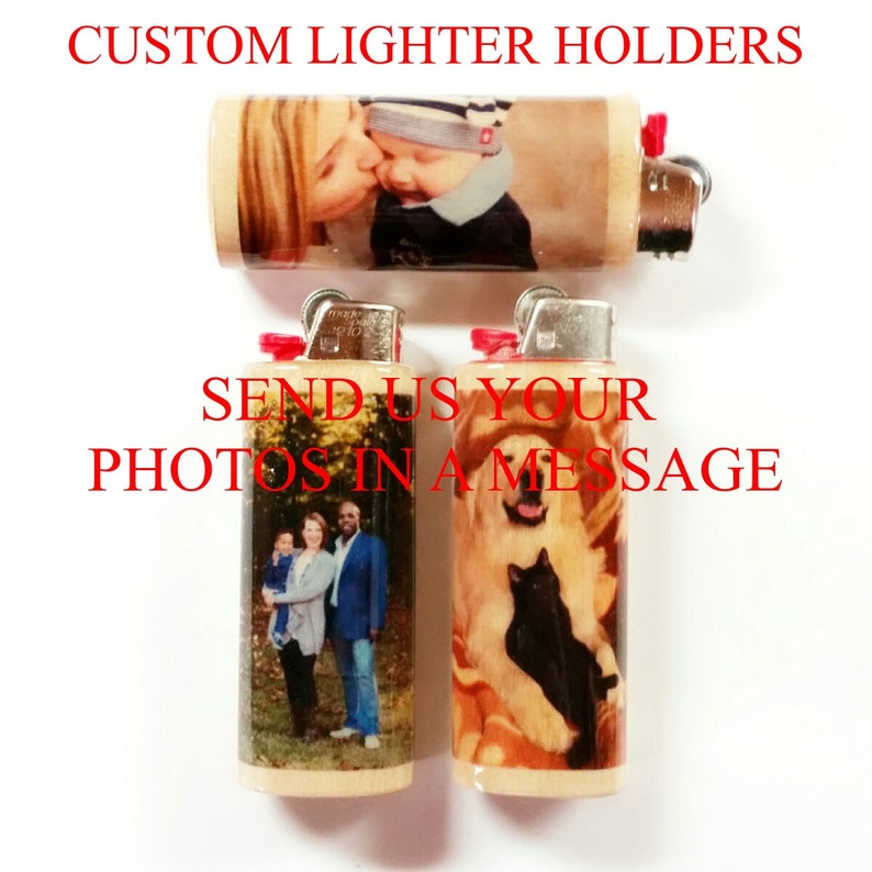 Personalized Reusable Photo Image Lighter Case Holder Sleeve Cover Custom Gift Idea Fits Bic Lighters 