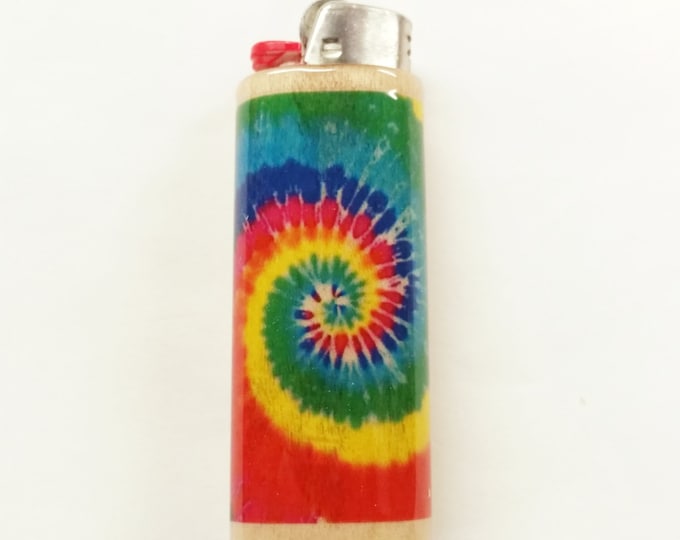 Tie Dye Wood Lighter Case Holder Sleeve Cover Fits Bic Lighters