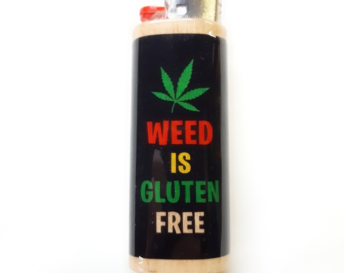 Weed is Gluten Free Wood Lighter Case Holder Sleeve Cover Fits Bic Lighters