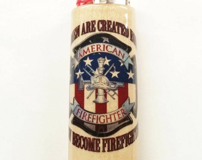 Firefighter Fire Department Wood Lighter Case Holder Sleeve Cover Fits Bic Lighters