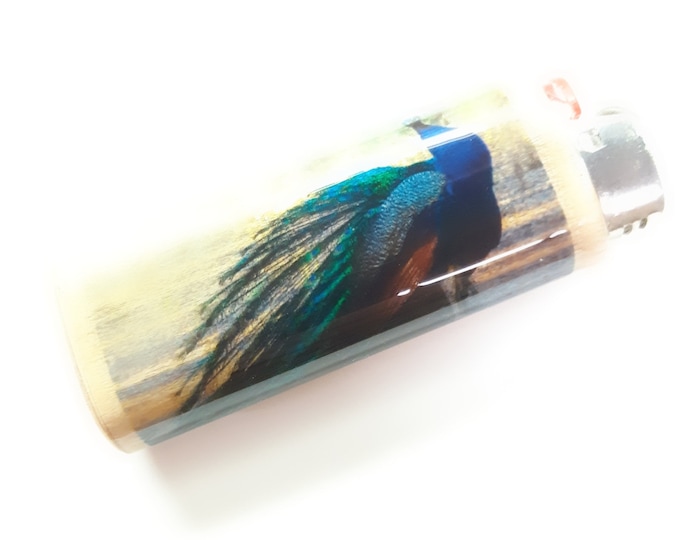Peacock Wood Lighter Case Holder Sleeve Cover Fits Bic Lighters