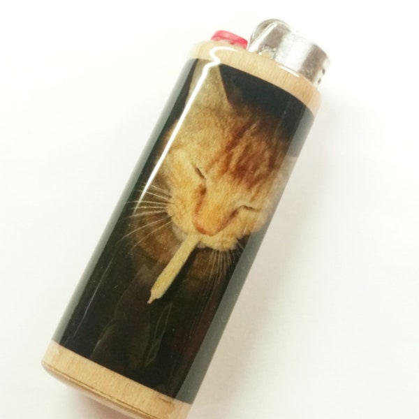 Cat Joint Lighter Case Holder Sleeve Cover Fits Bic Lighters