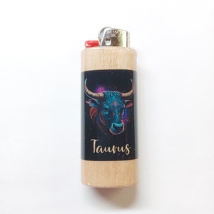 Taurus Zodiac Sign Astrology Lighter Case Holder Sleeve Cover Fits Bic Lighters