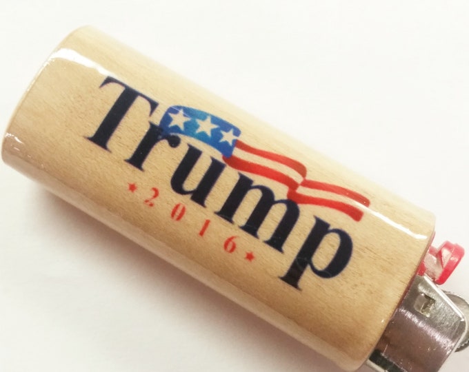 Donald Trump 2016 Make America Great Again Wood Lighter Case Holder Sleeve Cover Fits Bic Lighters