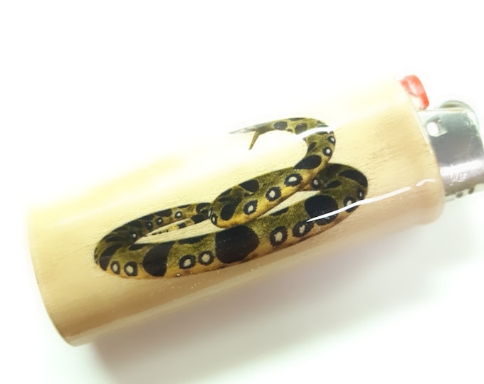 Snake Wood Lighter Case Holder Sleeve Cover Fits Bic Lighters