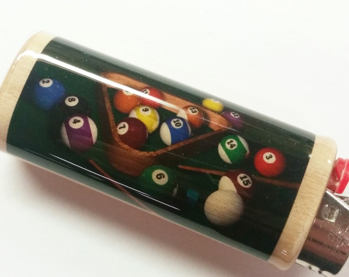 Billiards Cue Stick Pool Table Wood Lighter Case Holder Sleeve Cover Fits Bic Lighters