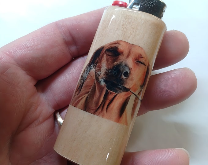 Dog Smoking Joint Lighter Case Holder Sleeve Cover Fits Bic Lighters