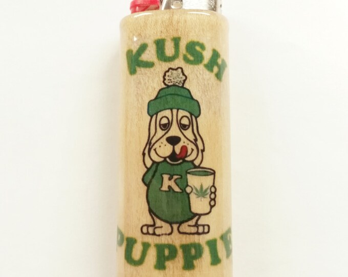 Kush Puppie Kush Puppy Wood Lighter Case Holder Sleeve Cover Fits Bic Lighters