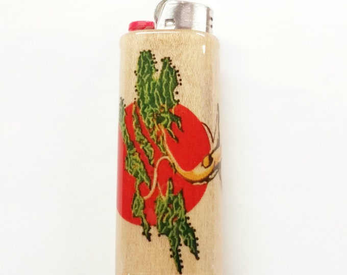 Bonsai Tree Wood Lighter Case Holder Sleeve Cover Fits Bic Lighters