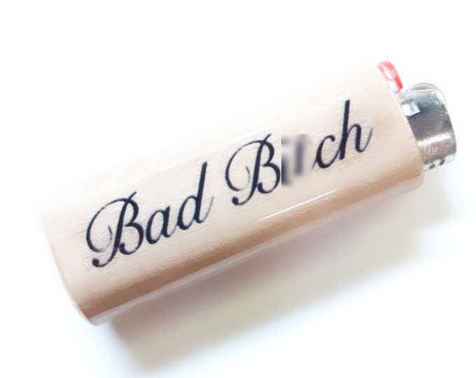 Bad Bitch Wood Lighter Case Holder Sleeve Cover Fits Bic Lighters